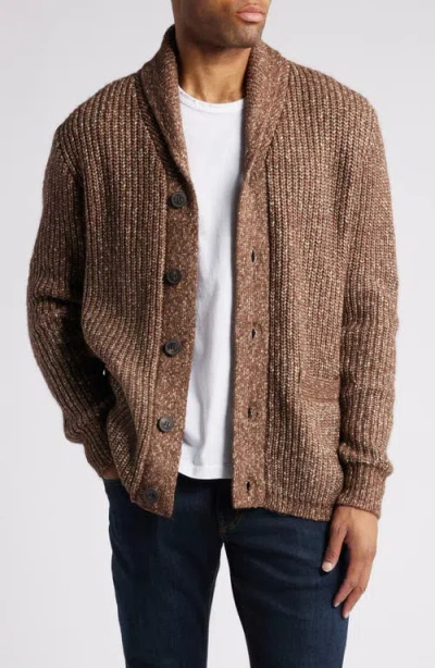 Schott Nyc Heavyweight Shawl Collar Cardigan In Brown