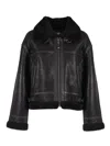 Schott Fur-collar Leather Jacket In Black