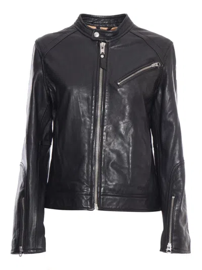Schott Nyc Leather Jacket In Black