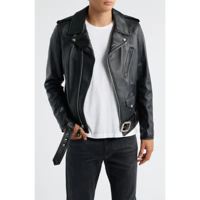 Schott Nyc Leather Motorcycle Jacket In Black