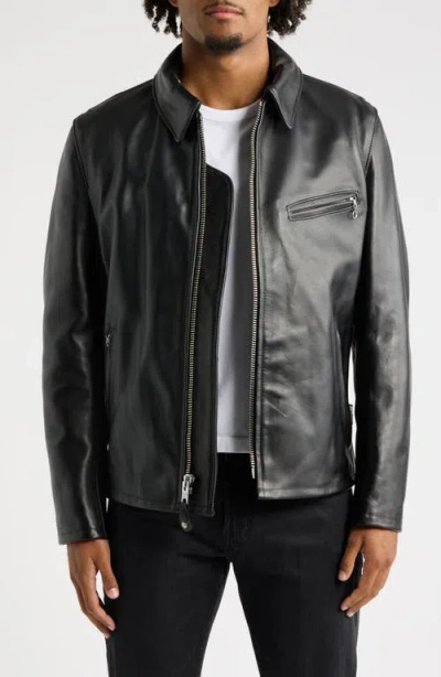 Schott Nyc Leather Racer Jacket In Black
