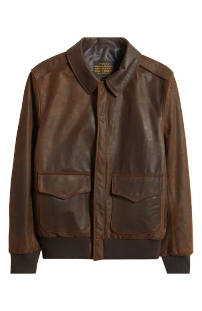 Schott Nyc Lightweight Leather Flight Jacket In Brown