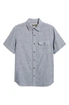 Schott Nyc Linen & Cotton Button-up Work Shirt In Blue