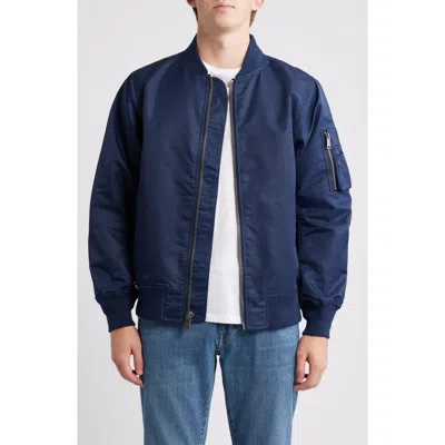 Schott Nyc Ma-1 Satin Flight Jacket In Blue