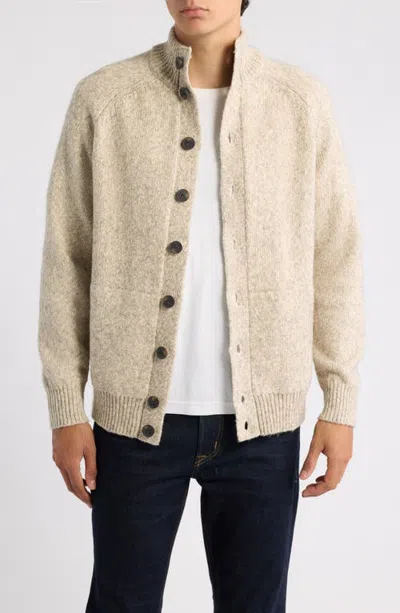 Schott Nyc Mock Neck Button Front Cardigan In Neutral