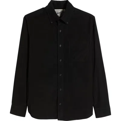 Schott Nyc Pinwale Corduroy Button Down Shirt In Black