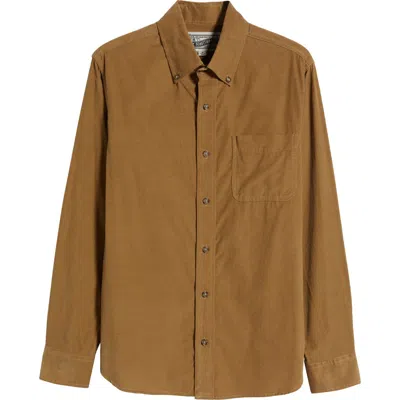 Schott Nyc Pinwale Corduroy Button Down Shirt In Khaki