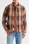 Schott Nyc Plaid Flannel Button-up Work Shirt In Brown