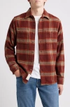 Schott Nyc Plaid Flannel Button-up Work Shirt In Brown