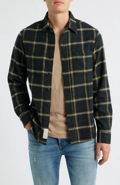 Schott Nyc Plaid Flannel Button-up Work Shirt In Green