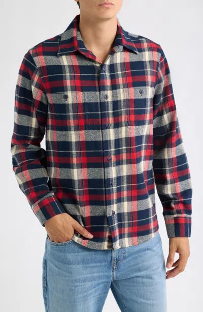 Schott Nyc Plaid Flannel Button-up Work Shirt In Red
