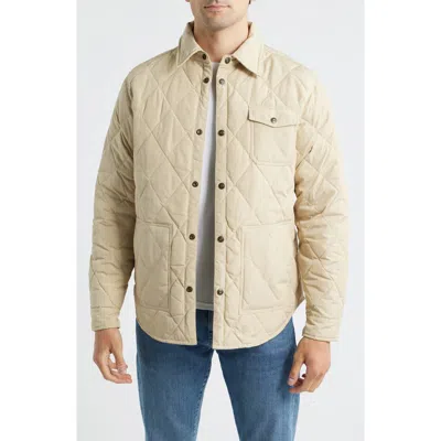 Schott Nyc Quilted Down Shirt Jacket In Neutral