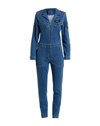 Schott N.y.c. Schott N. Y.c. Woman Jumpsuit Blue Size M Cotton, Lycra