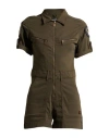 Schott N.y.c. Schott N. Y.c. Woman Jumpsuit Military Green Size L Cotton, Lyocell, Polyester, Elastane In Multi