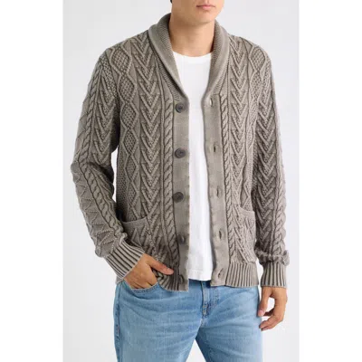 Schott Nyc Shawl Collar Cable Knit Cardigan In Gray