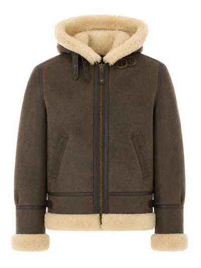 Schott Nyc Shearling Jacket In Brown