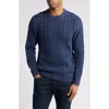 Schott Stonewash Cotton Crew Neck Sweater In Navy, Men's At Urban Outfitters In Navy