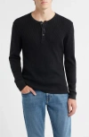 Schott Nyc Stonewash Cotton Henley Sweater In Black