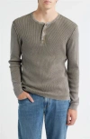 Schott Nyc Stonewash Cotton Henley Sweater In Gray