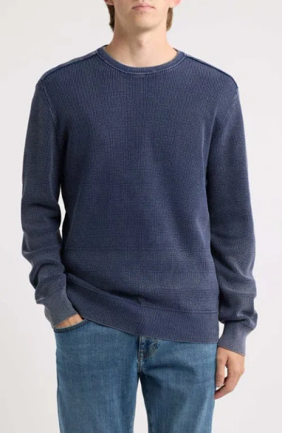 Schott Nyc Stonewash Cotton Sweater In Blue
