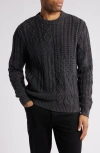 Schott Nyc Stonewash Patchwork Sweater In Charcoal