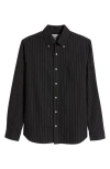 Schott Nyc Stripe Button-down Shirt In Black