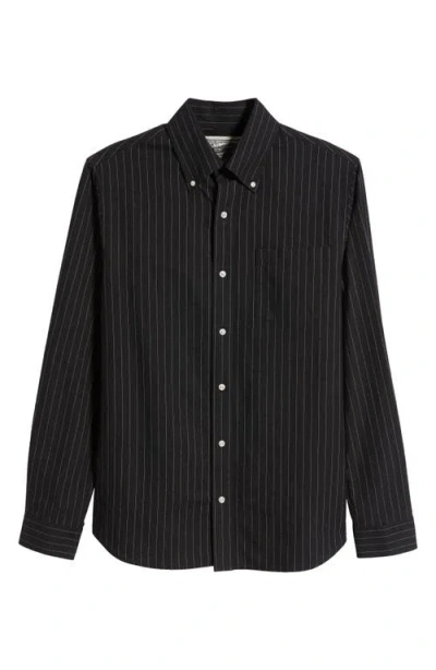 Schott Nyc Stripe Button-down Shirt In Black