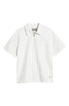 Schott Nyc Stripe Quarter Zip Shirt In White