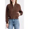 Schott Nyc Suede Bomber Jacket In Brown