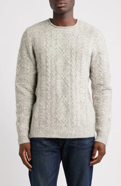 Schott Nyc Tri-blend Fisherman Sweater In Gray