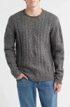 Schott Nyc Tri-blend Fisherman Sweater In Gray