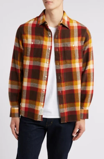 Schott Nyc Two-pocket Long Sleeve Flannel Button-up Shirt In Autum