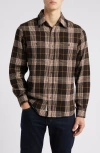 Schott Nyc Two-pocket Long Sleeve Flannel Button-up Shirt In Brown/gold