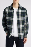 Schott Nyc Two-pocket Long Sleeve Flannel Button-up Shirt In Off White/navy/hunter