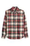 Schott Nyc Two-pocket Long Sleeve Flannel Button-up Shirt In White Spruce