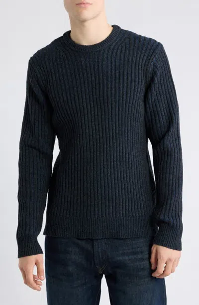 Schott Nyc Two-tone Crewneck Sweater In Blue