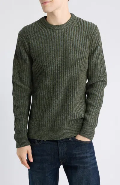 Schott Nyc Two-tone Crewneck Sweater In Green