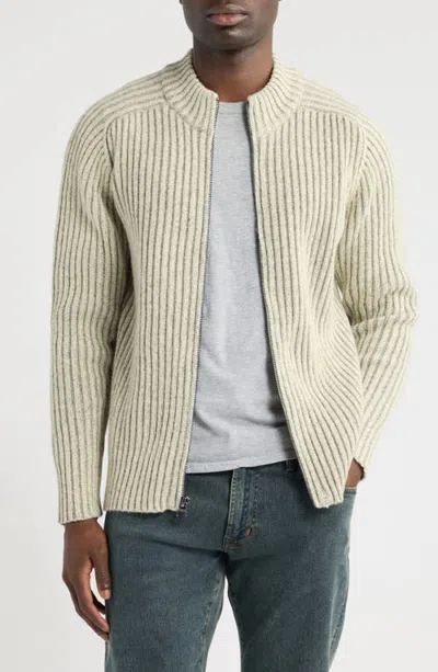 Schott Nyc Two-tone Zip Front Sweater In Neutral