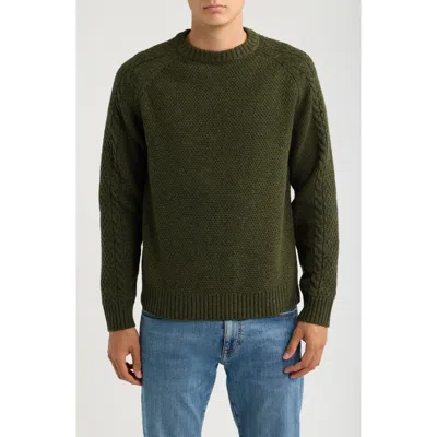Schott Nyc Waffle Knit Crewneck Sweater In Green