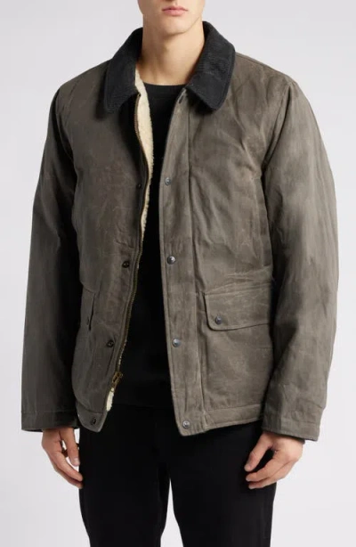 Schott Nyc Water Resistant Waxed Cotton Jacket In Charcoal