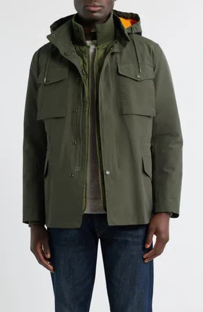 Schott Nyc Waterproof Cotton Blend 2-in-1 Jacket In Olive