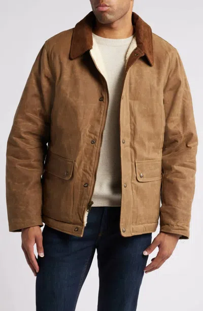 Schott N.y.c. Waxed Cotton Country Jacket In Khaki In Brown
