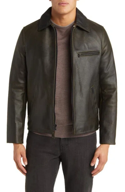 Schott Nyc Waxy Cowhide Leather Mechanics Jacket In Olive | ModeSens