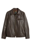 Schott Nyc Waxy Cowhide Leather Moto Jacket In Brown
