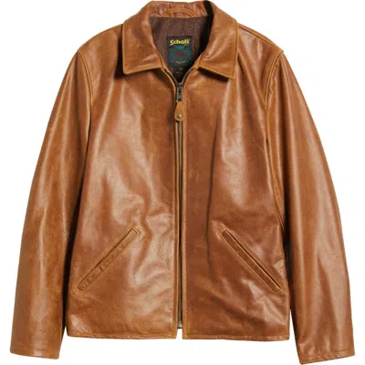 Schott Nyc Waxy Naked Buffalo Leather Delivery Jacket In Sycamore