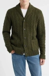 Schott Nyc Wool Blend Fisherman Cardigan In Green