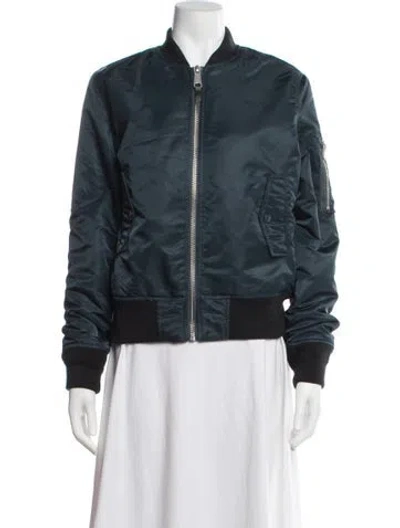 Pre-owned Schott Nylon Bomber Jacket In Blue