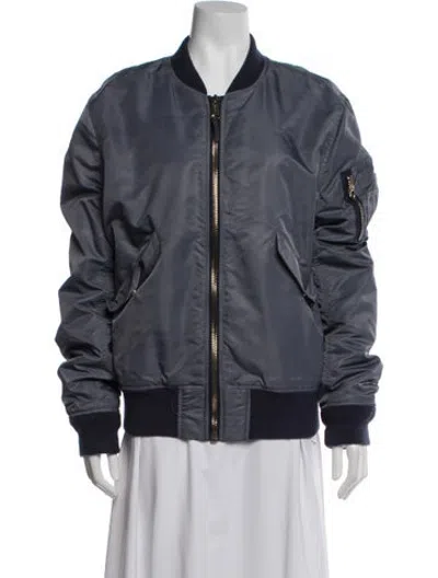 Pre-owned Schott Nylon Bomber Jacket In Blue