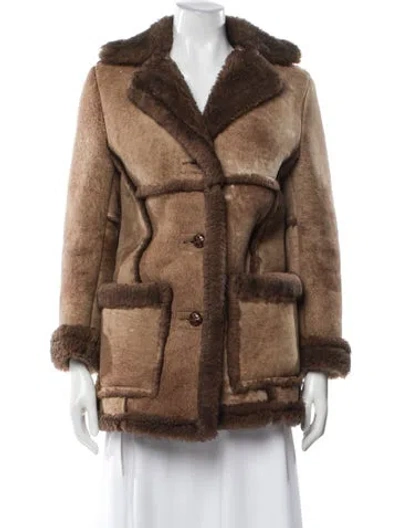 Pre-owned Schott Shearling Fur Coat In Brown