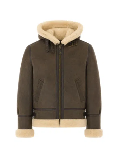 Schott Shearling-lined Leather Jacket In Brown